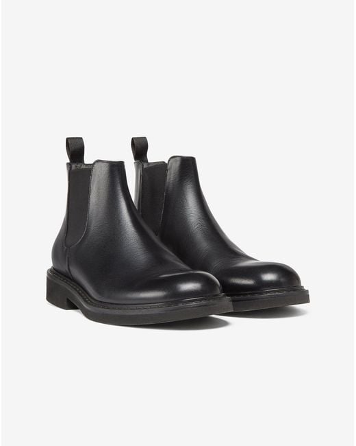 Corneliani Black Aged Calfskin Chelsea Boots for men