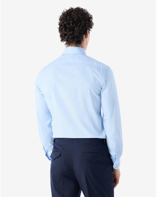 Corneliani Blue Light Cotton Poplin Shirt for men