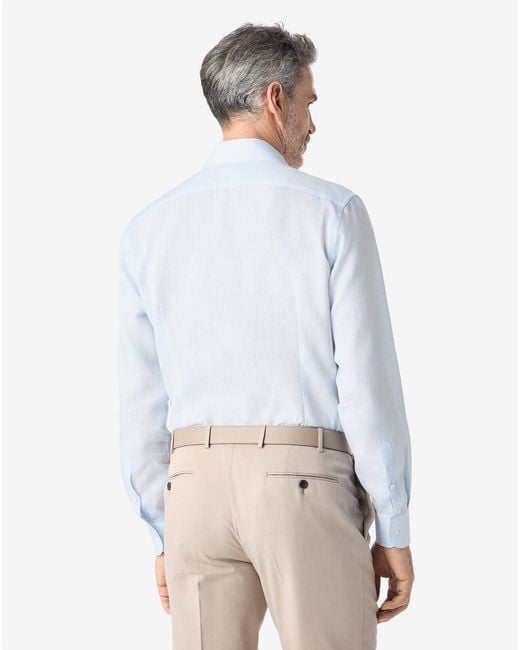 Corneliani White Light Chambray Linen Shirt for men