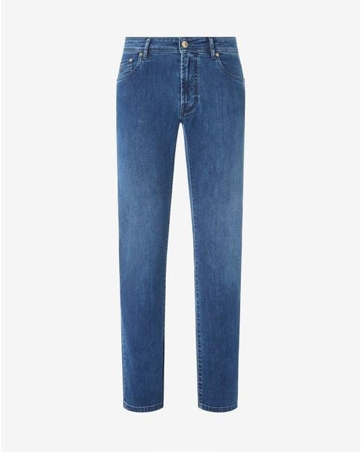 Corneliani Blue 5-Pocket Trousers Made From Stretch Denim for men