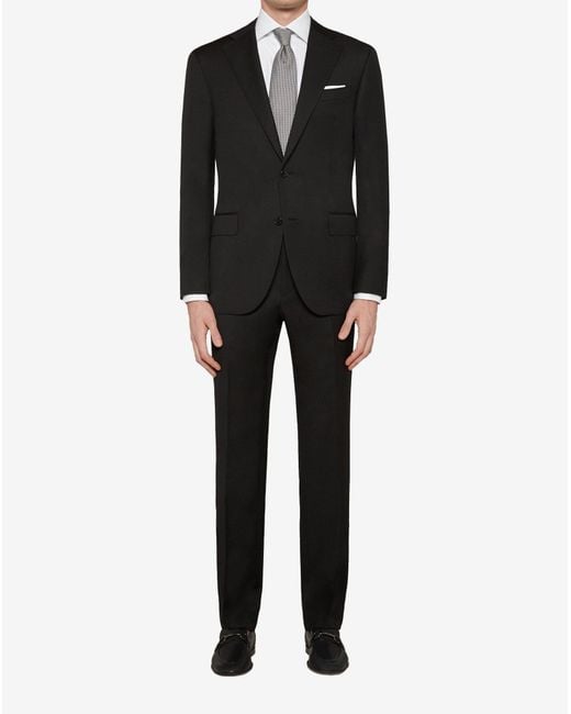 Corneliani Black Lined Wool Suit for men