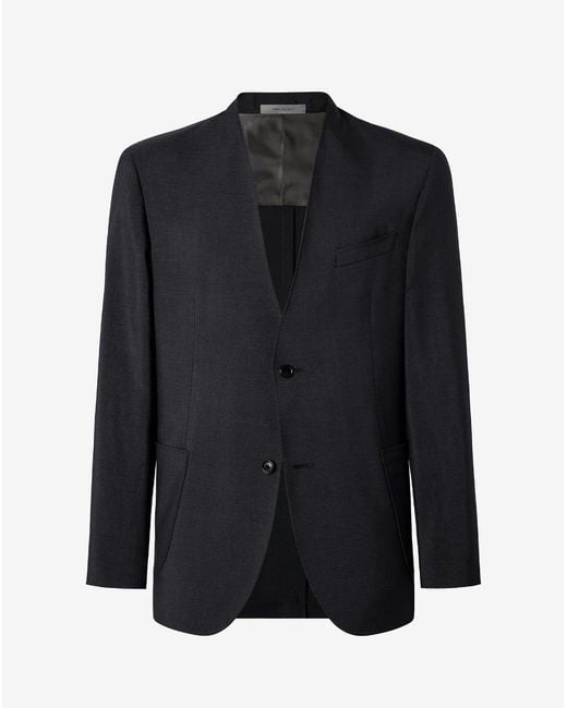 Corneliani Blue Mohair Jacket Without Lapels for men