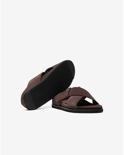 Corneliani Brown Dark Sandals With Suede Crossover Straps for men