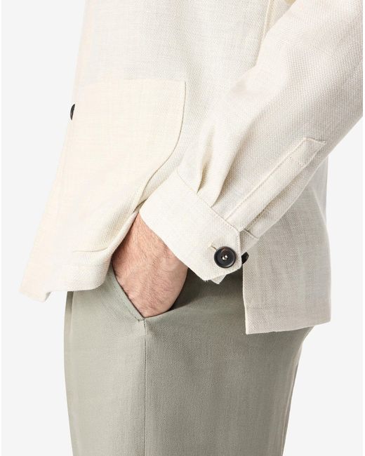 Corneliani White Wool And Linen Hopsack Jacket for men