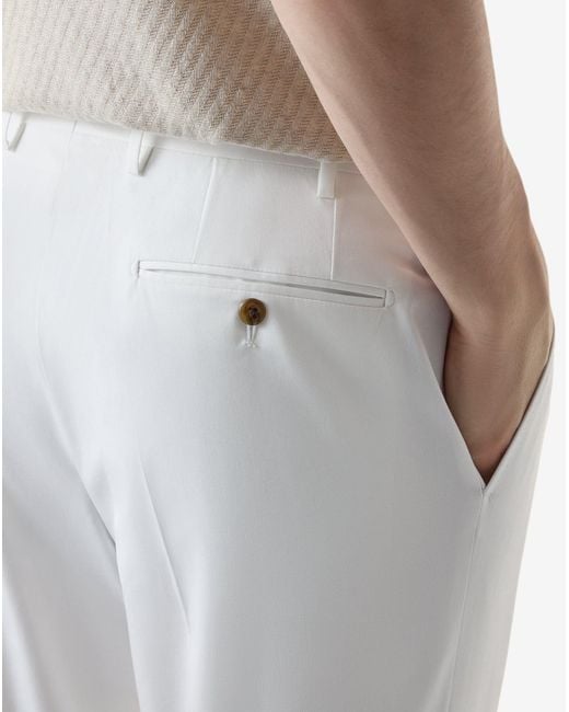 Corneliani White Single-Pleat Stretch Cotton Gabardine Trousers for men