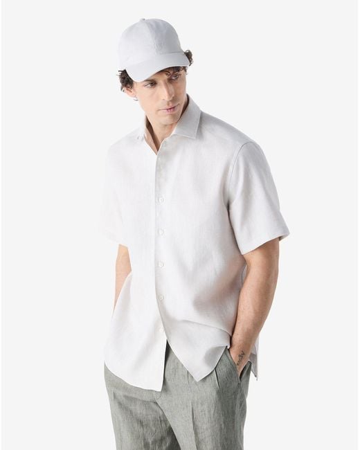 Corneliani White Chambray Linen Shirt for men
