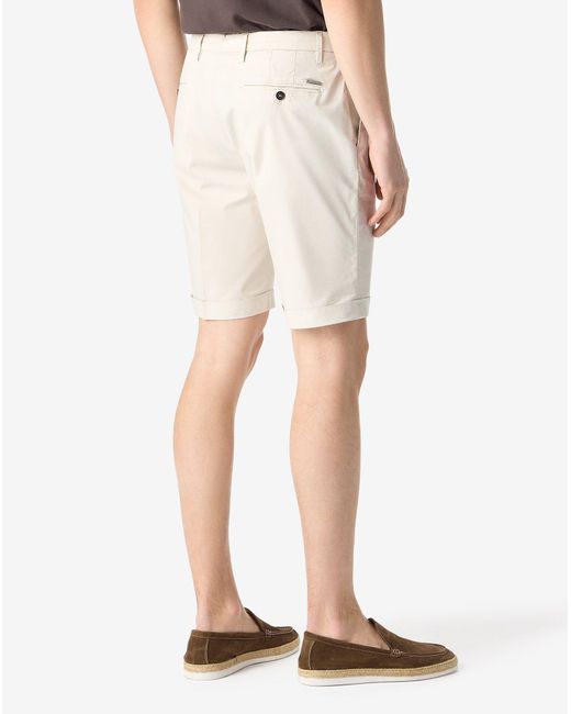 Corneliani White Garment-Dyed Gabardine Bermuda Shorts for men