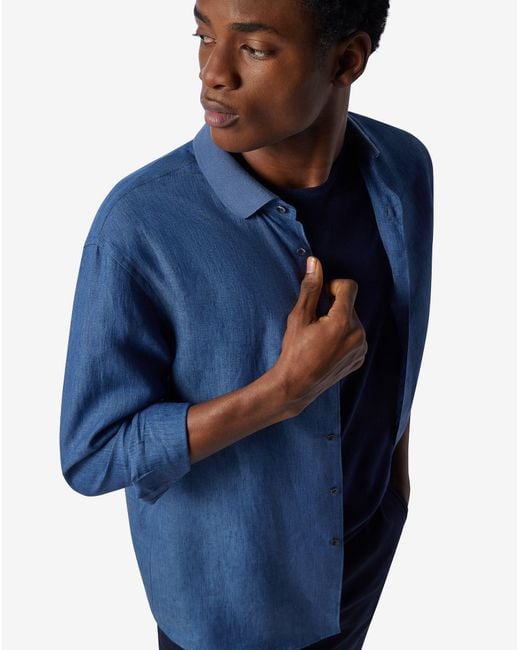 Corneliani Blue Denim Pure Linen Shirt for men