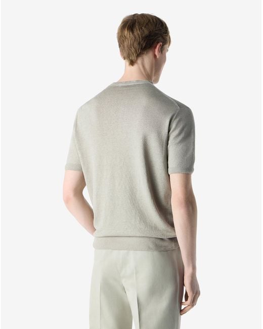 Corneliani Gray Dark Pure Linen Crew Neck Knitwear for men