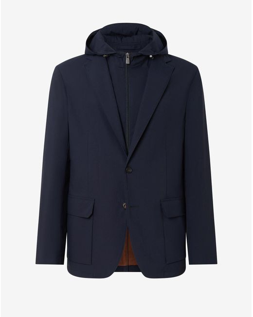 Corneliani Blue Dark Technical Wool Fabric Jacket for men