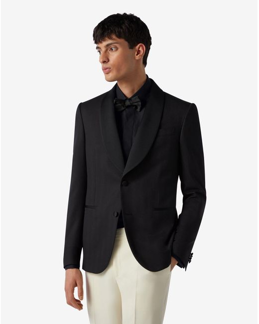 Corneliani Black 3D Chevron Wool Tuxedo Jacket for men