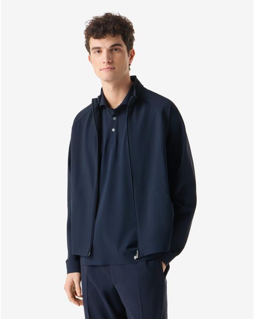 Corneliani Blue Full Zip Jersey Sweatshirt for men