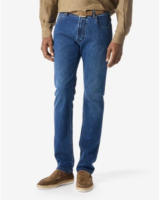 Corneliani Blue 5-Pocket Trousers Made From Stretch Denim for men