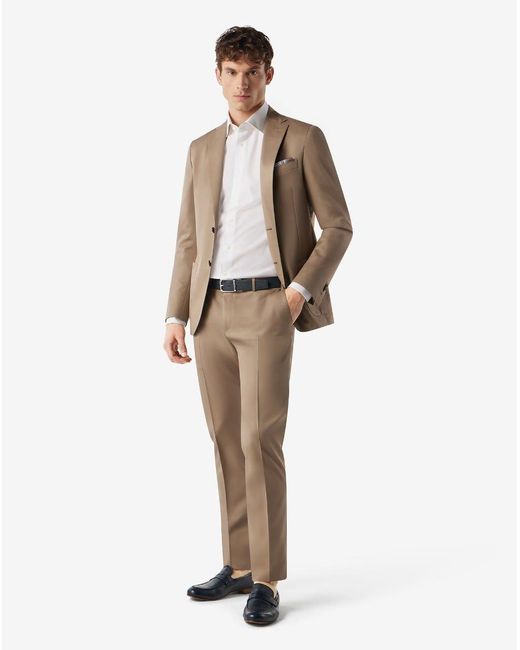 Corneliani Natural Hazelnut Wool And Cotton Suit for men
