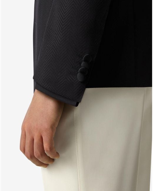 Corneliani Black 3D Chevron Wool Tuxedo Jacket for men