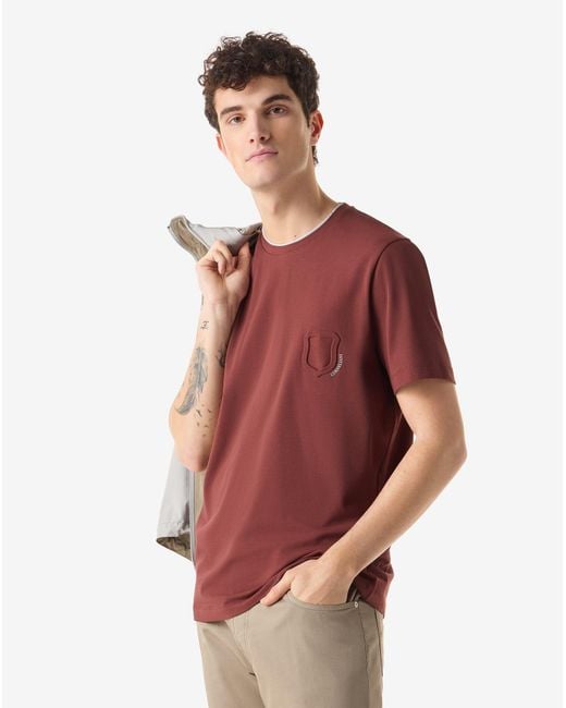 Corneliani Red Crew Neck Stretch Jersey T-Shirt for men