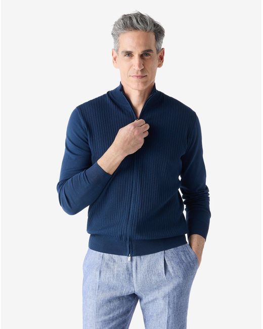 Corneliani Blue Full-Zip Pima Cotton Sweatshirt for men