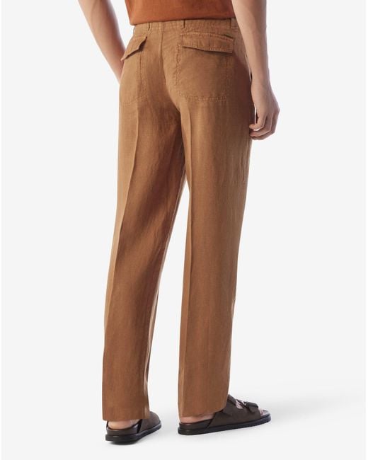 Corneliani Brown Rusty Pure Linen Trousers for men