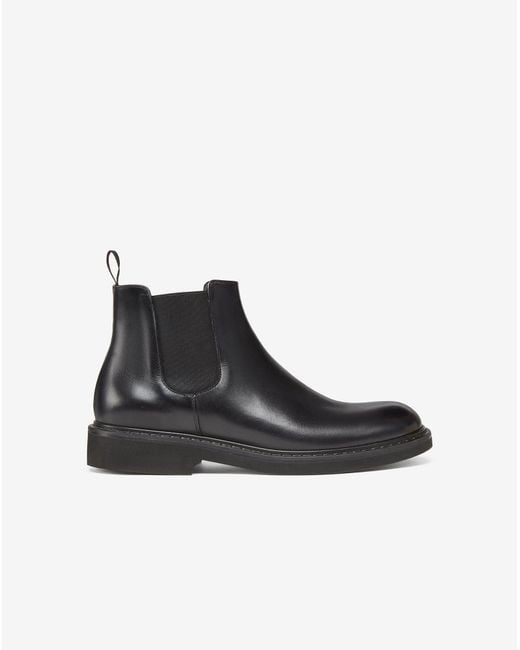 Corneliani Black Aged Calfskin Chelsea Boots for men