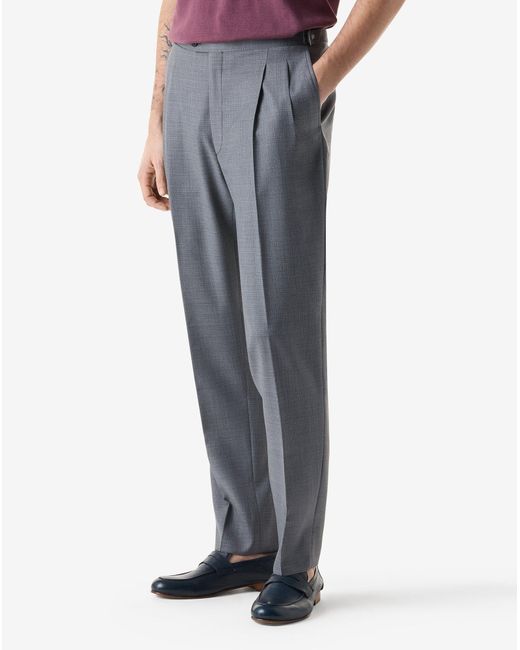 Corneliani Blue 2-Pleat Pure 120's Wool Trousers for men