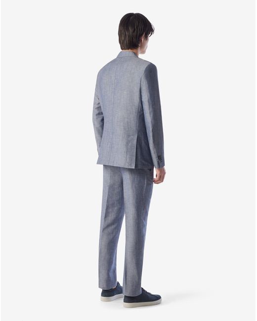 Corneliani Blue Denim Wool And Linen Suit for men