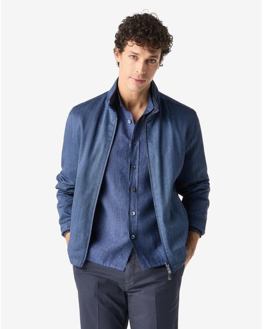 Corneliani Blue Linen-Blend Jacket for men