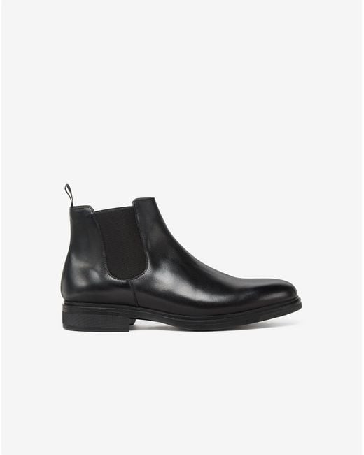 Corneliani Black Aged Calfskin Chelsea Boots for men