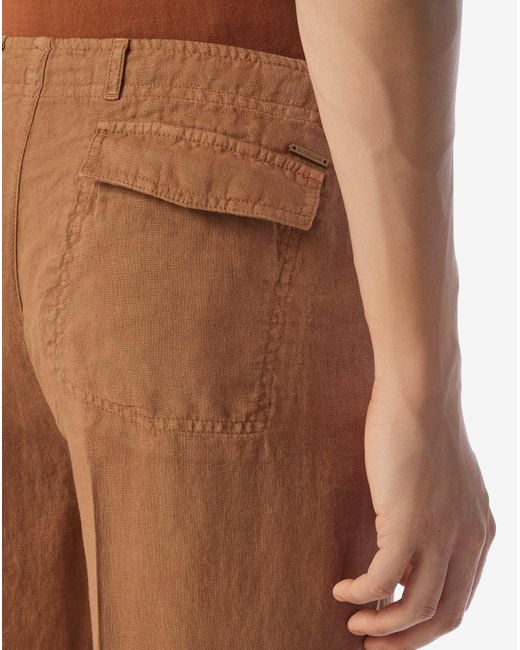 Corneliani Brown Rusty Pure Linen Trousers for men