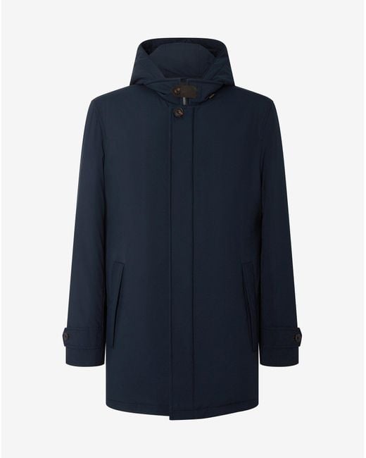 Corneliani Blue Padded Techno Poplin Caban Coat With Detachable Vest for men