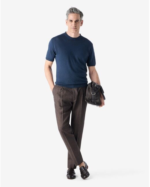Corneliani Gray 2-Dart Chambray Linen Trousers for men