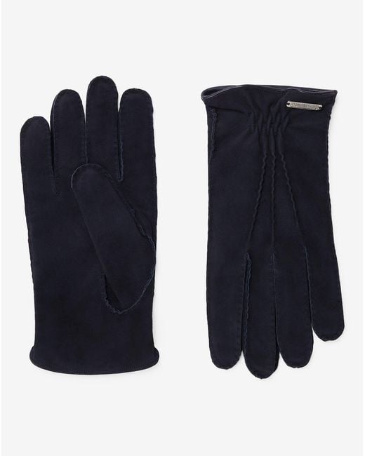 Corneliani Blue Suede Gloves for men