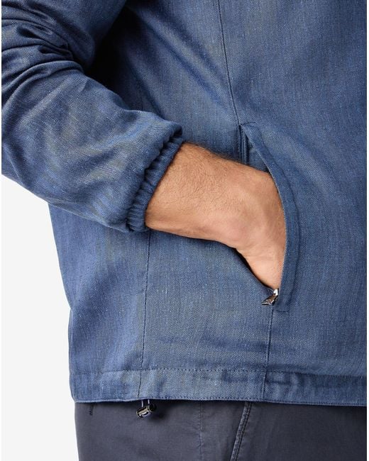 Corneliani Blue Linen-Blend Jacket for men