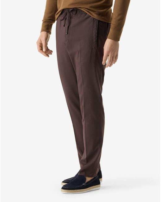 Corneliani Brown 160's Wool And Stretch Silk Trousers for men