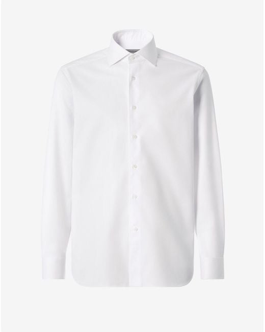 Corneliani White Textured Cotton Shirt for men