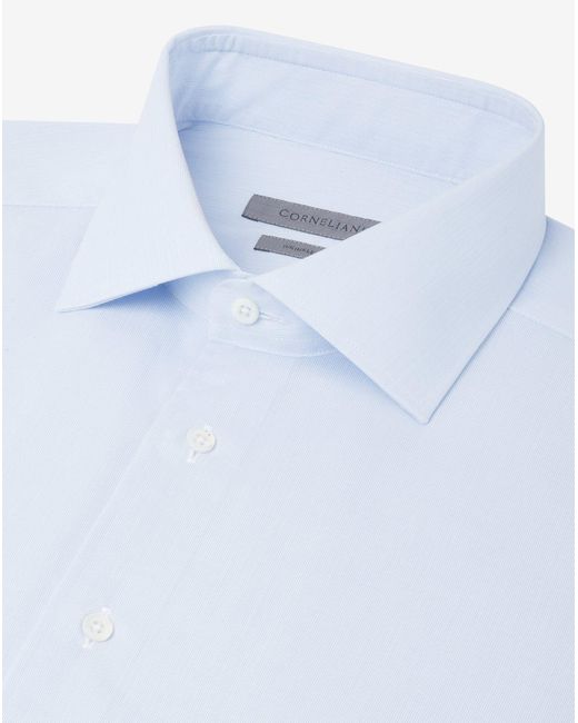 Camicia Con Microriga Bianca E Azzurra di Corneliani in Blue da Uomo