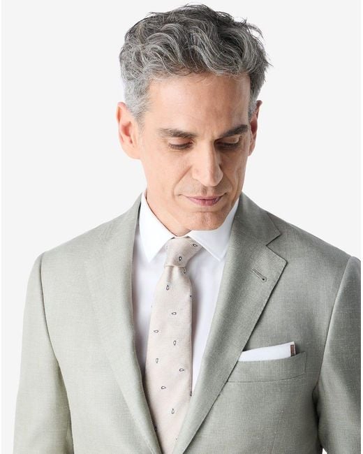Corneliani Gray Sage Silk, Wool And Linen Twill Suit for men