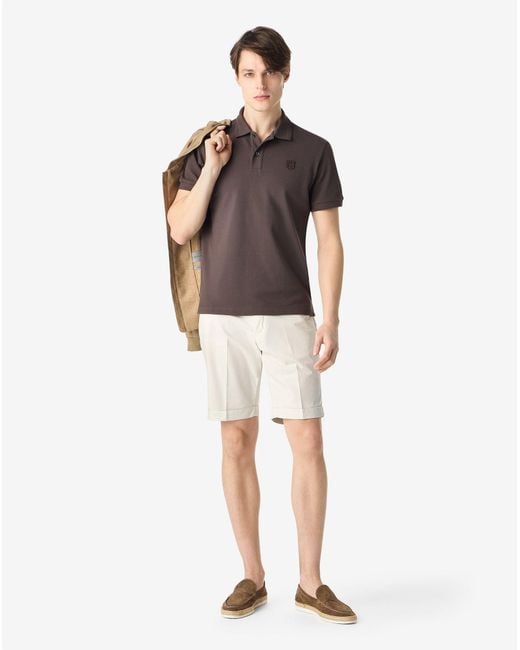 Corneliani White Garment-Dyed Gabardine Bermuda Shorts for men