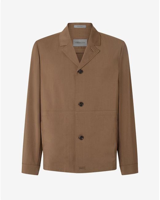 Corneliani Brown 120's Stretch-Wool Overshirt for men