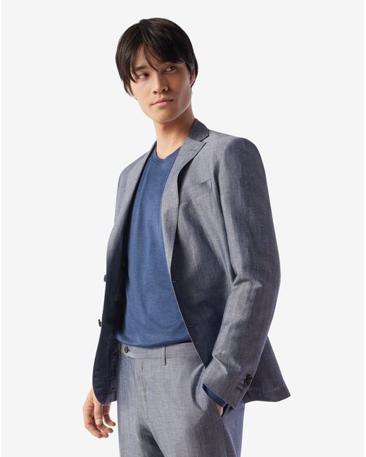 Corneliani Blue Denim Wool And Linen Suit for men
