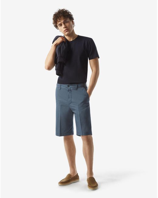 Corneliani Blue Stretch Satin Bermuda Shorts for men