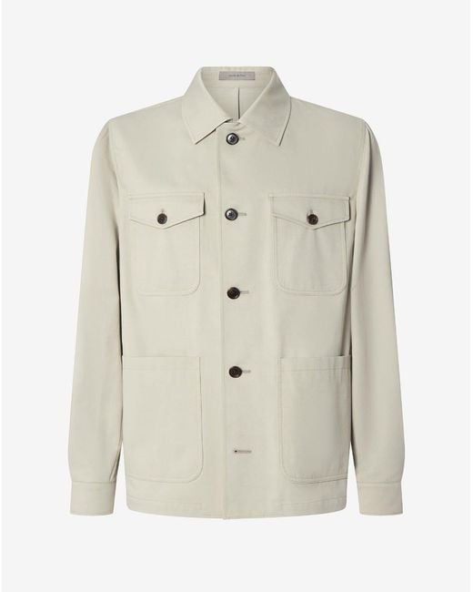 Corneliani Natural Light Cotton And Cashmere Overshirt for men