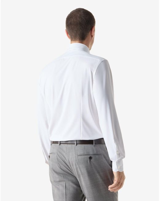 Corneliani White Bi-Elastic Fabric Shirt for men