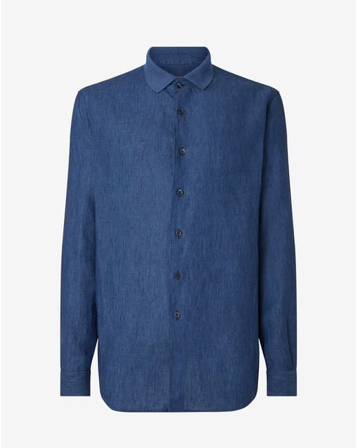 Corneliani Blue Denim Pure Linen Shirt for men