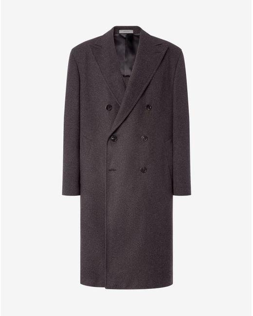 Corneliani Blue Soft Wool And Cashmere Twill Coat for men