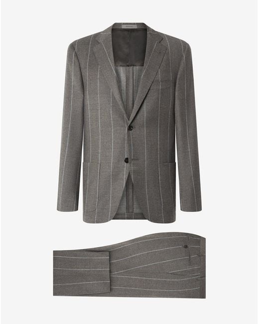 Corneliani Gray Pinstripe 130's Wool And Silk Suit for men