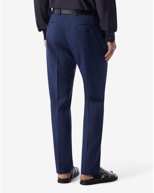 Corneliani Blue Wool Single-Dart Trousers for men