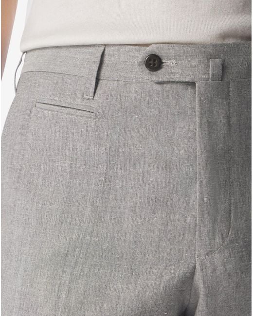 Corneliani Gray Wool And Linen Chambray Trousers for men