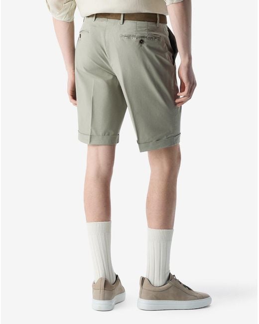 Corneliani Green Garment-Dyed Light Gabardine Bermuda Shorts for men