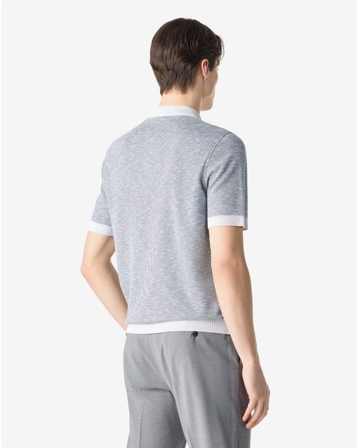Corneliani Gray And Zipped Cotton Polo Shirt for men