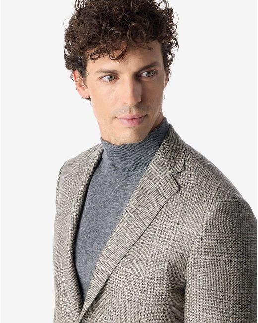 Corneliani Gray Melange Glen Plaid Pure Cashmere Jacket for men
